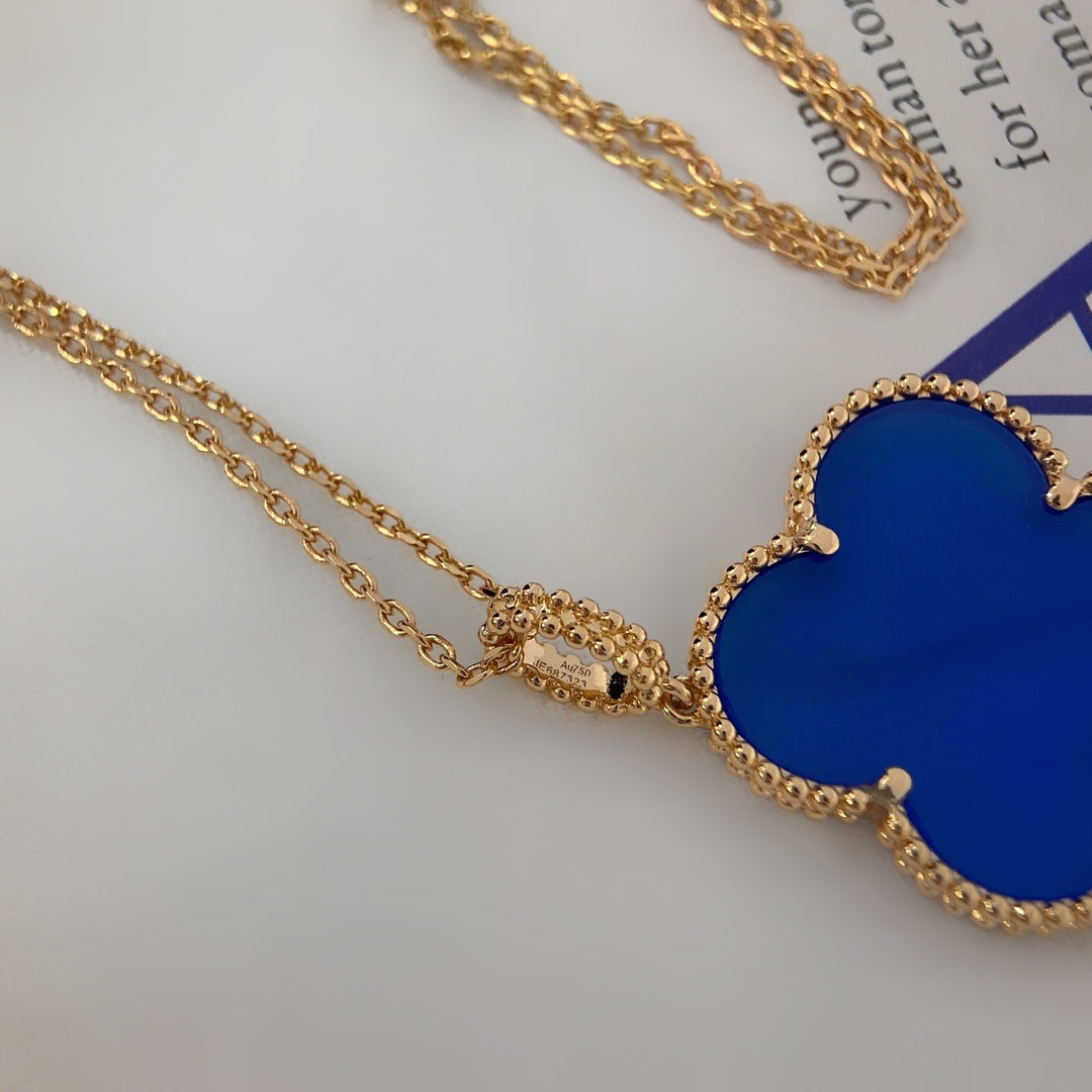 [AuraEcho Jewelry]CLOVER 25MM NECKLACE TURQUOISE ROSE GOLD