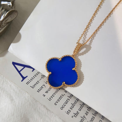[AuraEcho Jewelry]CLOVER 25MM NECKLACE TURQUOISE ROSE GOLD