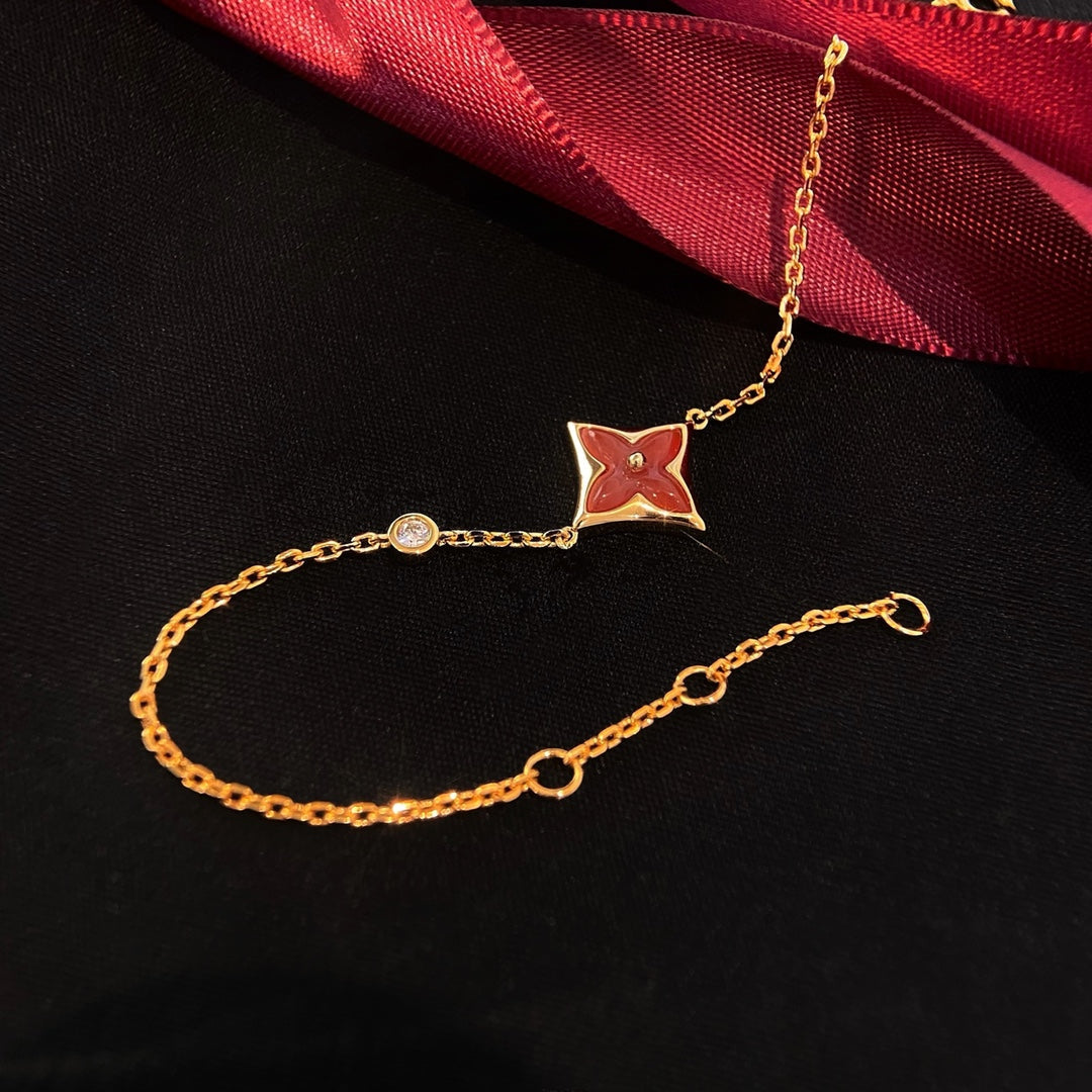 [AuraEcho Jewelry]COLOR STAR CARNELIAN PINK GOLD DIAMOND BRACELET