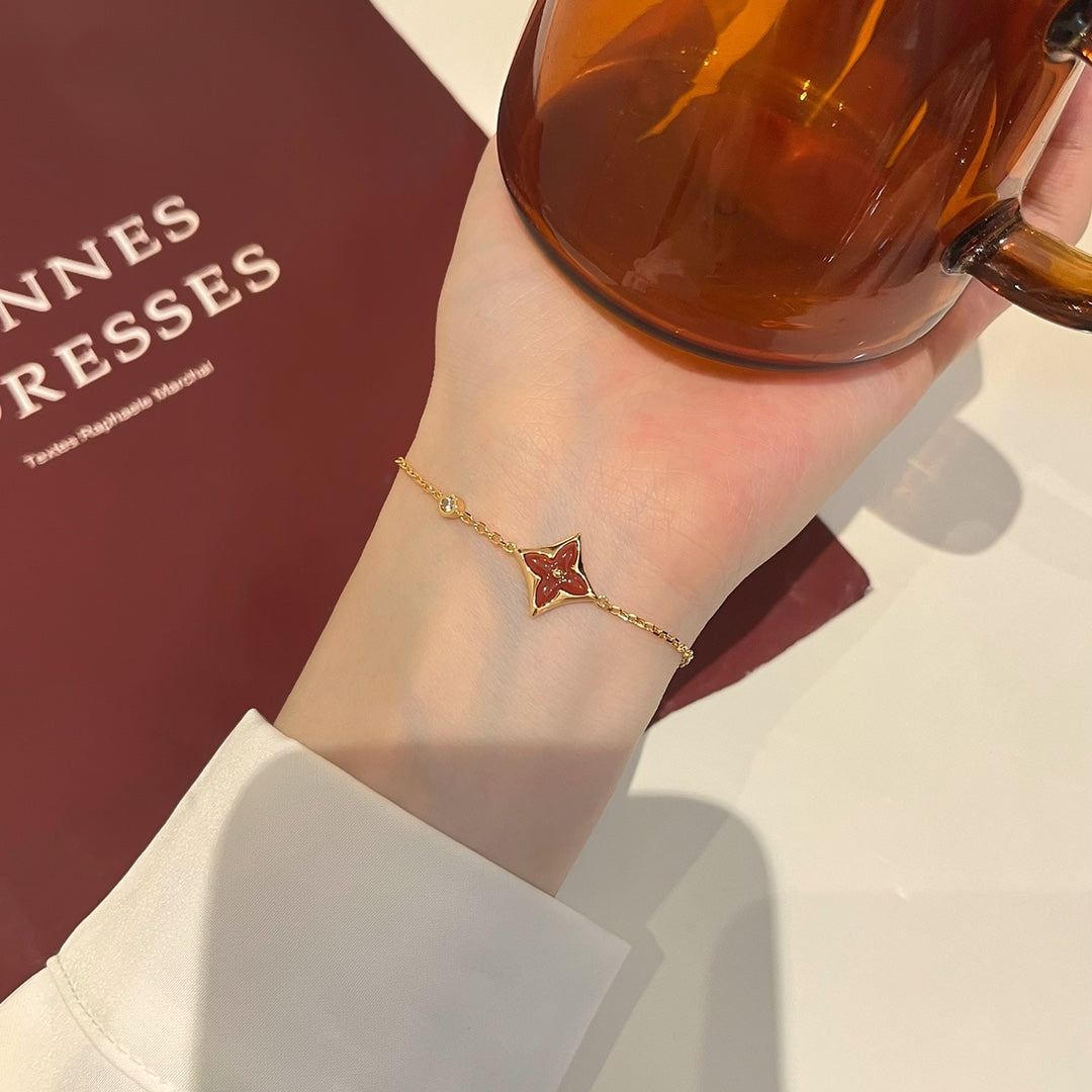 [AuraEcho Jewelry]COLOR STAR CARNELIAN PINK GOLD DIAMOND BRACELET