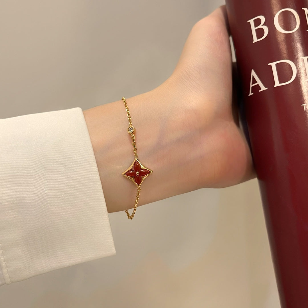 [AuraEcho Jewelry]COLOR STAR CARNELIAN PINK GOLD DIAMOND BRACELET