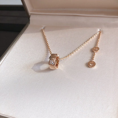 [AuraEcho Jewelry]SERPENTI PEDANT DIAMOND PINK GOLD NECKLACE