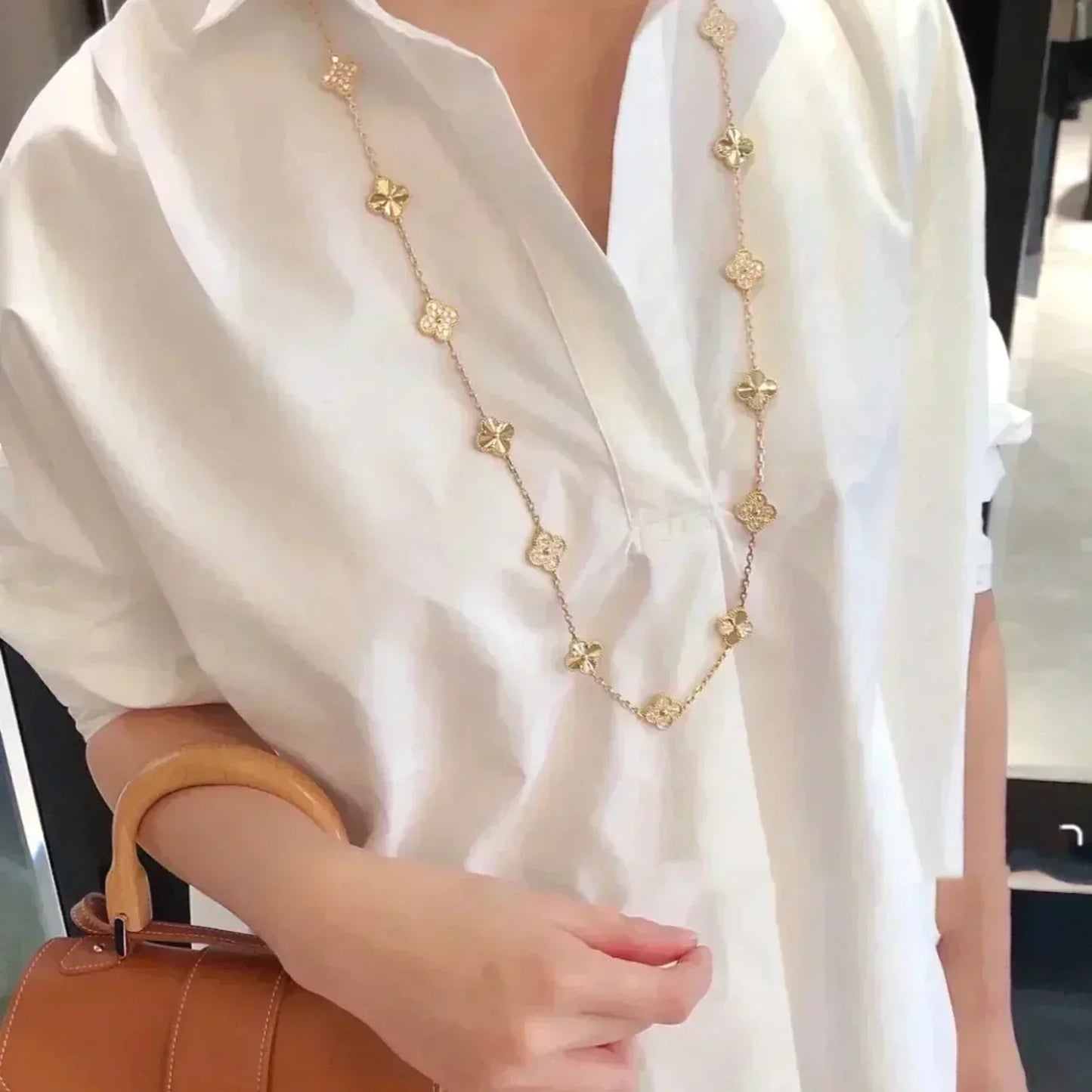 [AuraEcho Jewelry]CLOVER 20 MOTIFS LASER DIAMOND NECKLACE