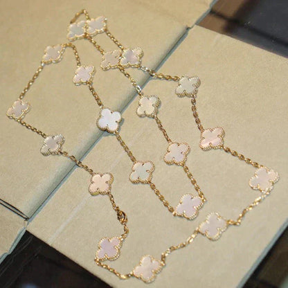 [AuraEcho Jewelry]CLOVER 20 MOTIFS WHITE MOP NECKLACE