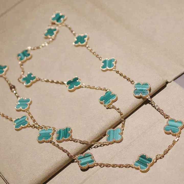 [AuraEcho Jewelry]CLOVER 20 MOTIFS MALACHITE GOLD