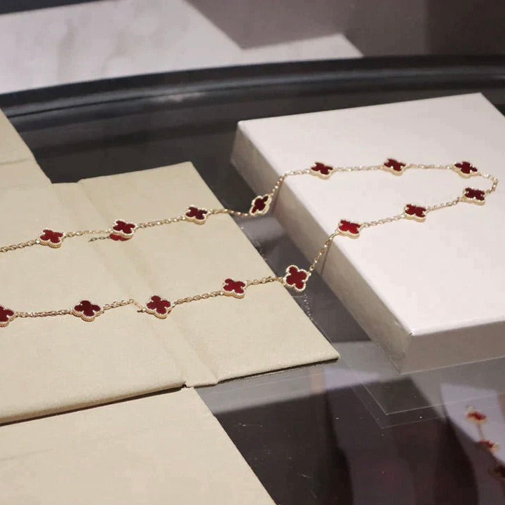 [AuraEcho Jewelry]CLOVER 20 MOTIFS CARNELIAN NECKLACE