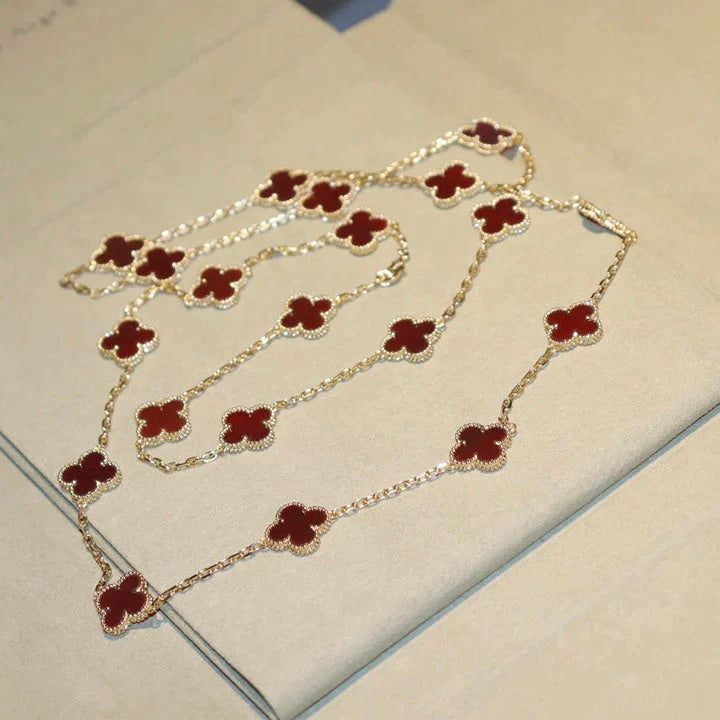 [AuraEcho Jewelry]CLOVER 20 MOTIFS CARNELIAN NECKLACE
