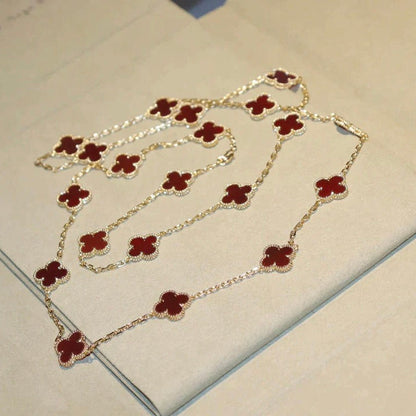 [AuraEcho Jewelry]CLOVER 20 MOTIFS CARNELIAN NECKLACE