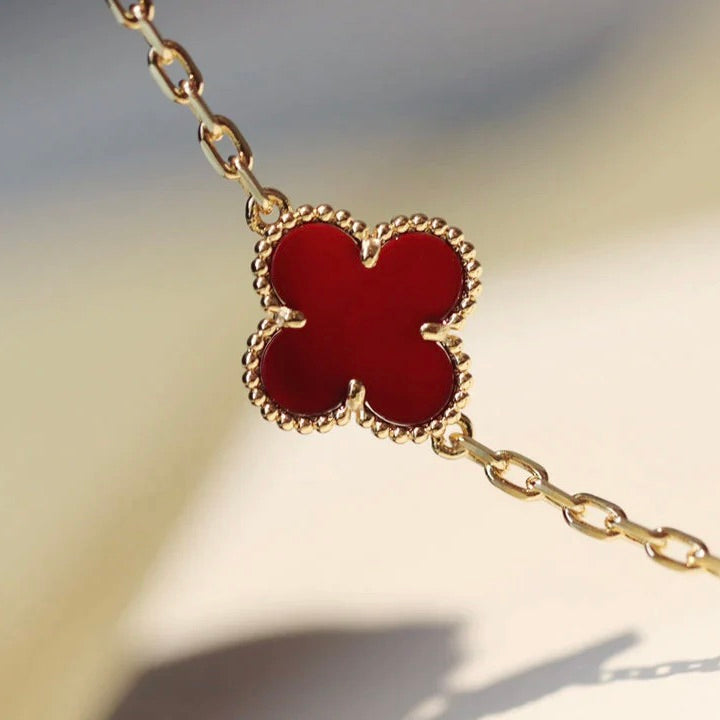 [AuraEcho Jewelry]CLOVER 20 MOTIFS CARNELIAN NECKLACE