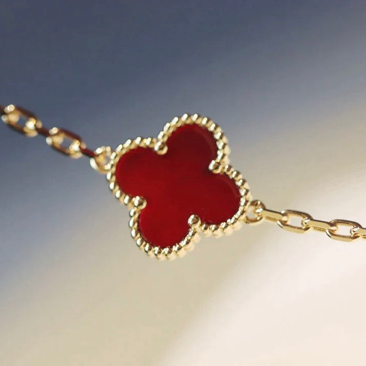 [AuraEcho Jewelry]CLOVER 20 MOTIFS CARNELIAN NECKLACE