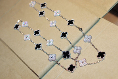 [AuraEcho Jewelry]CLOVER 20 MOTIFS ONYX DIAMOND SILVER
