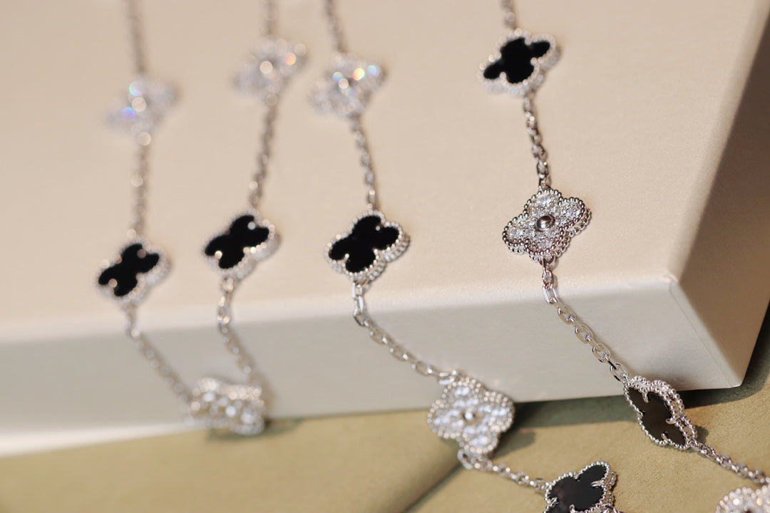 [AuraEcho Jewelry]CLOVER 20 MOTIFS ONYX DIAMOND SILVER
