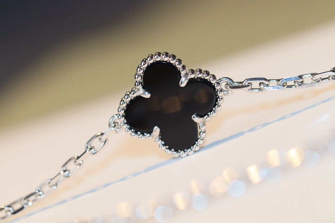 [AuraEcho Jewelry]CLOVER 20 MOTIFS ONYX DIAMOND SILVER