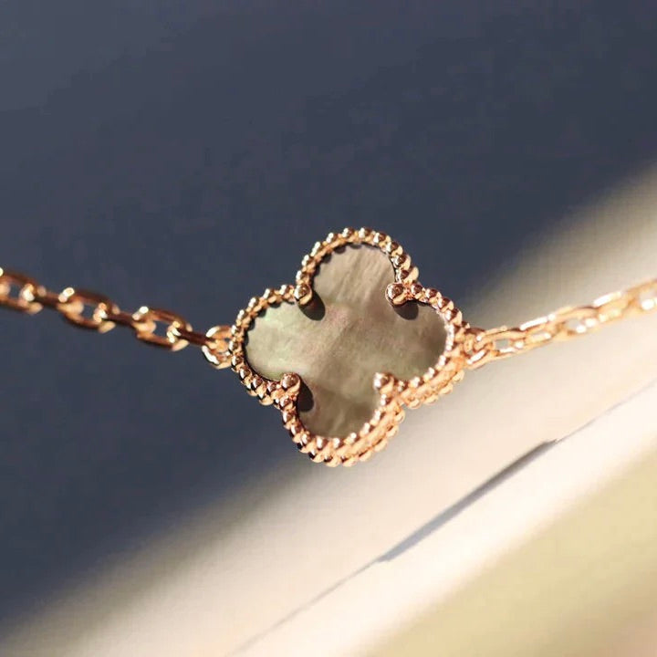 [AuraEcho Jewelry]CLOVER 20 MOTIFS DARK MOP DIAMOND  NECKLACE