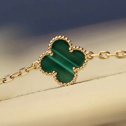 [AuraEcho Jewelry]CLOVER 20 MOTIFS MALACHITE DIAMOND NECKLACE