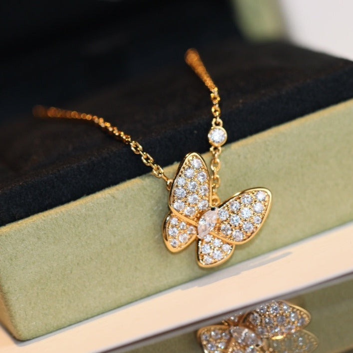[AuraEcho Jewelry]BUTTERFLY DIAMOND NECKLACE