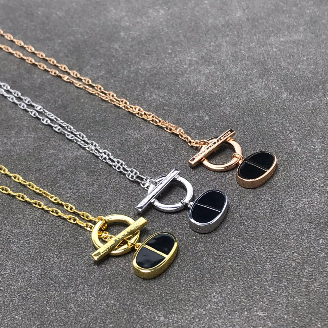[AuraEcho Jewelry]CHAINE VERSO BLACK CERAMIC SILVER NECKLACE