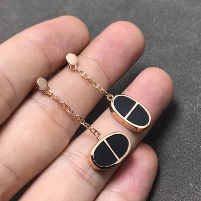 [AuraEcho Jewelry]CHAINE VERSO BLACK CERAMIC SILVER EARRINGS