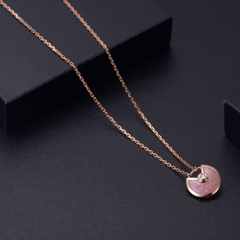 [AuraEcho Jewelry]AMULETTE ROSE GOLD PINK MOP NECKLACE