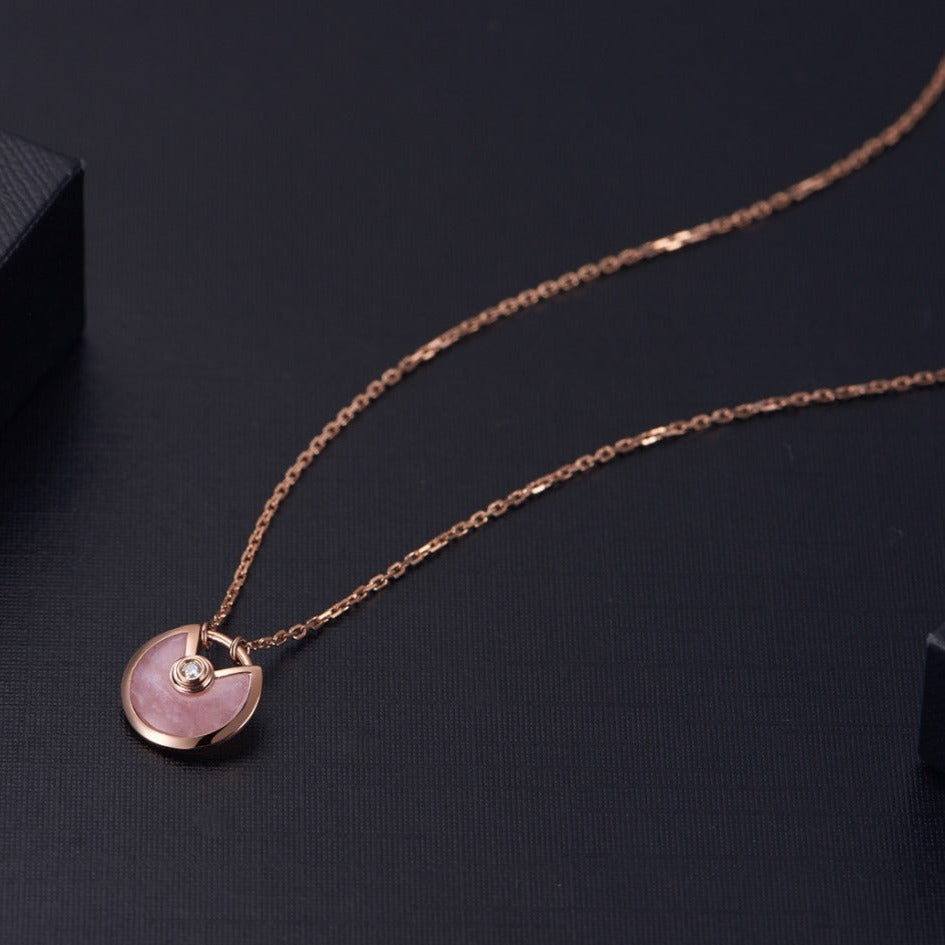 [AuraEcho Jewelry]AMULETTE ROSE GOLD PINK MOP NECKLACE
