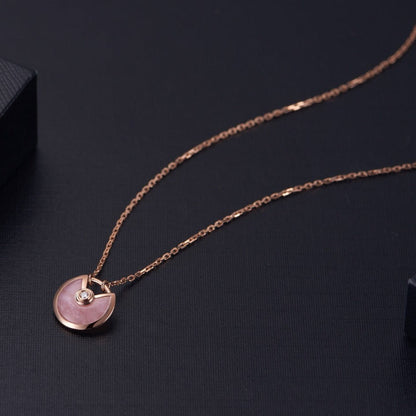 [AuraEcho Jewelry]AMULETTE ROSE GOLD PINK MOP NECKLACE