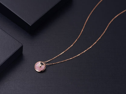 [AuraEcho Jewelry]AMULETTE ROSE GOLD PINK MOP NECKLACE
