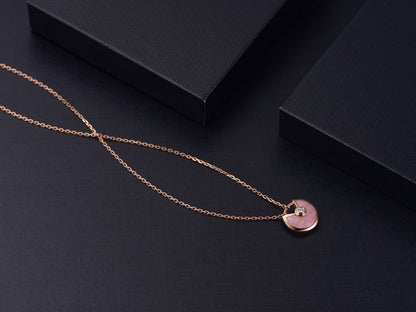 [AuraEcho Jewelry]AMULETTE ROSE GOLD PINK MOP NECKLACE