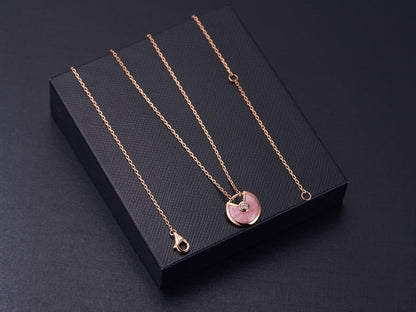 [AuraEcho Jewelry]AMULETTE ROSE GOLD PINK MOP NECKLACE