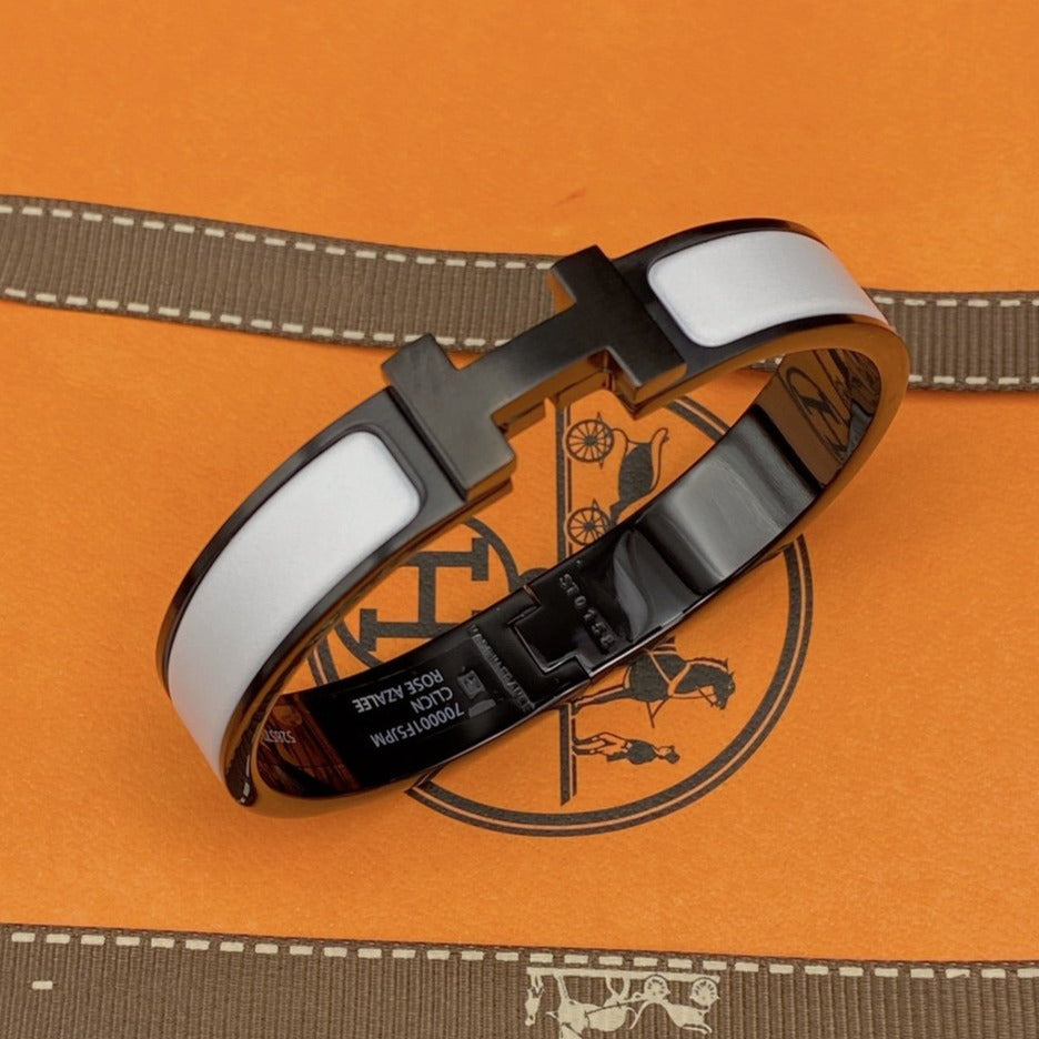 [AuraEcho Jewelry]H BRACELET 12MM BLACK WHITE CERAMIC