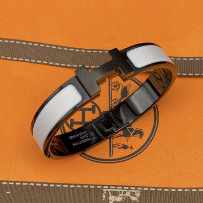 [AuraEcho Jewelry]H BRACELET 12MM BLACK WHITE CERAMIC