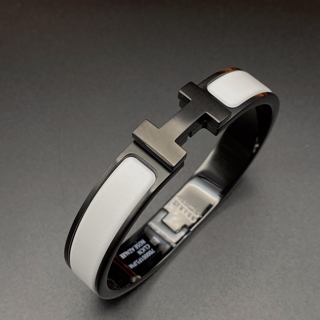 [AuraEcho Jewelry]H BRACELET 12MM BLACK WHITE CERAMIC