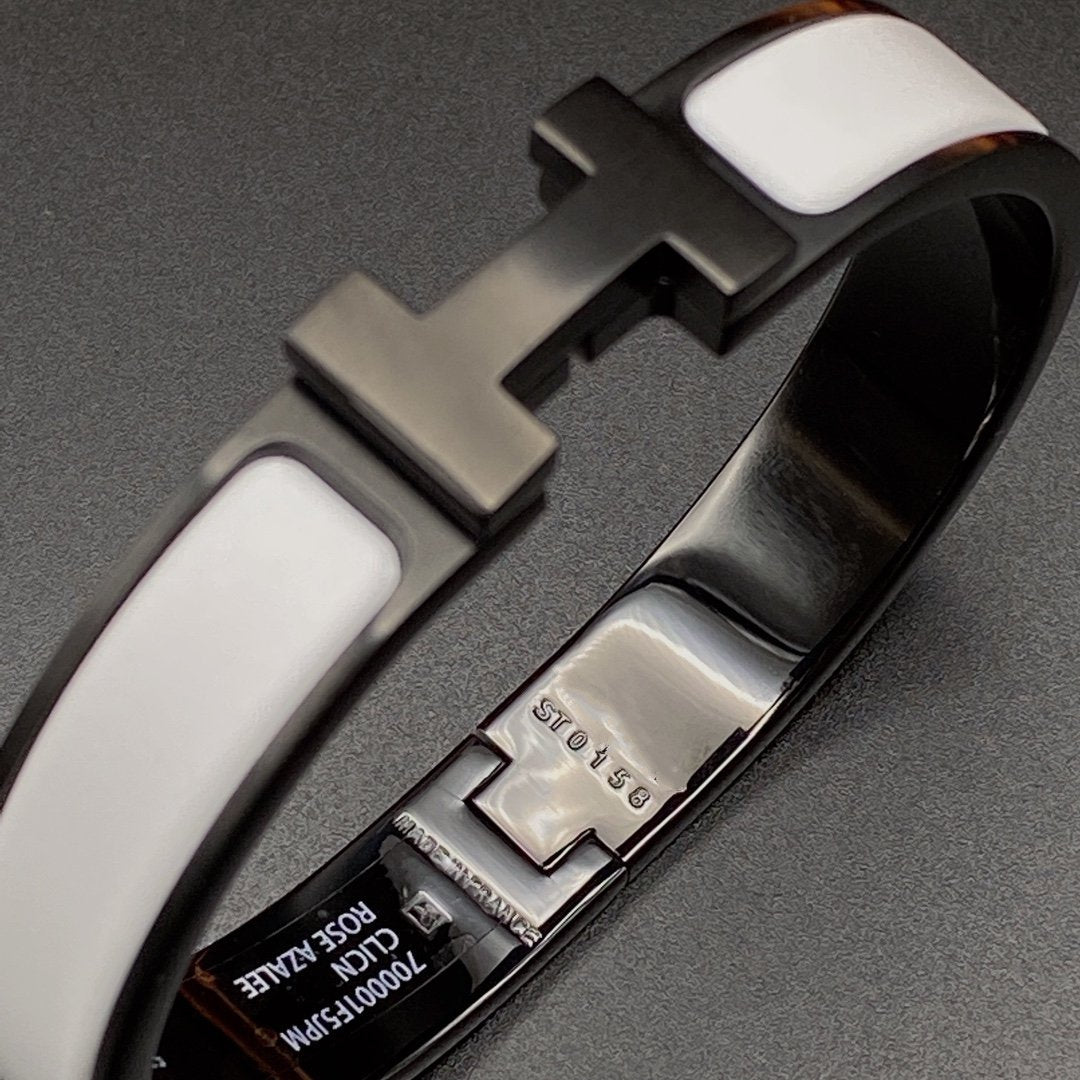 [AuraEcho Jewelry]H BRACELET 12MM BLACK WHITE CERAMIC