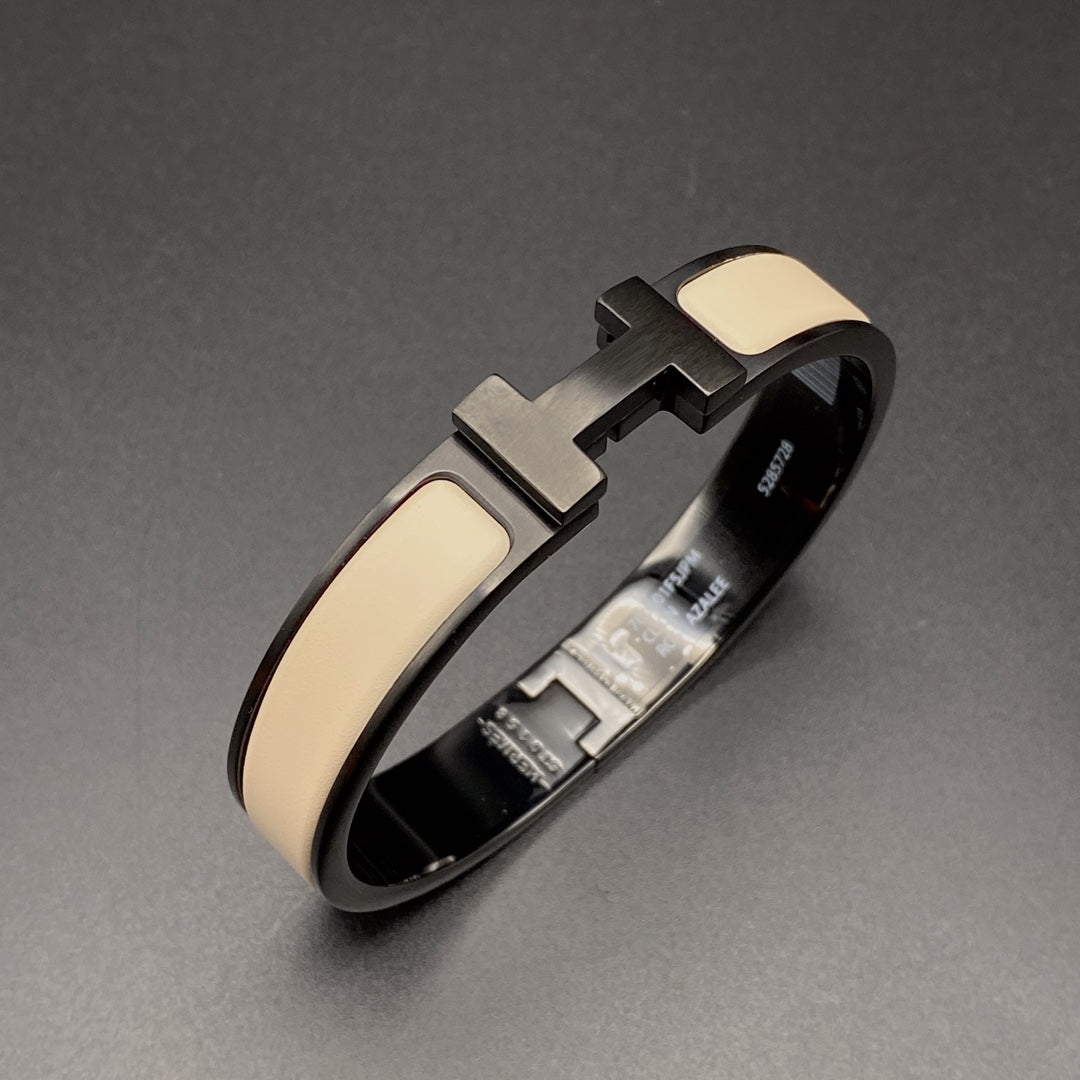 [AuraEcho Jewelry]H BRACELET 12MM BLACK BEIGE CERAMIC