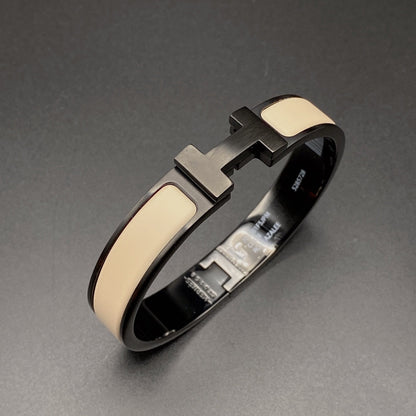[AuraEcho Jewelry]H BRACELET 12MM BLACK BEIGE CERAMIC