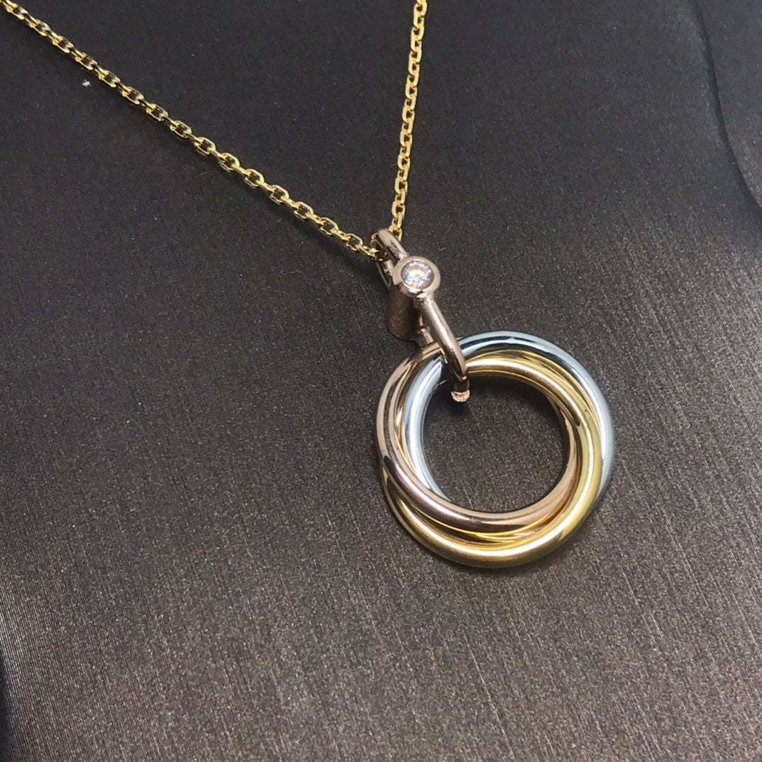 [AuraEcho Jewelry]TRINITY SILVER GOLD PINK GOLD NECKLACE