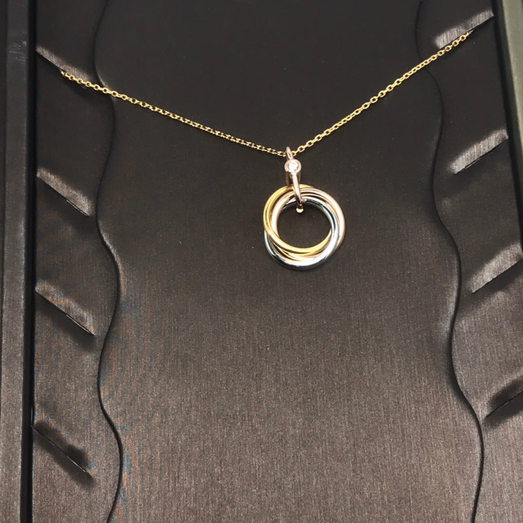[AuraEcho Jewelry]TRINITY SILVER GOLD PINK GOLD NECKLACE