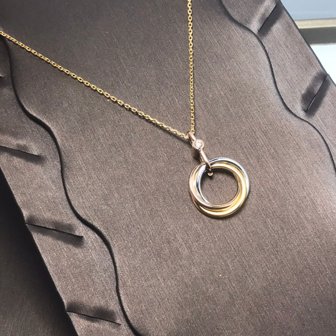 [AuraEcho Jewelry]TRINITY SILVER GOLD PINK GOLD NECKLACE
