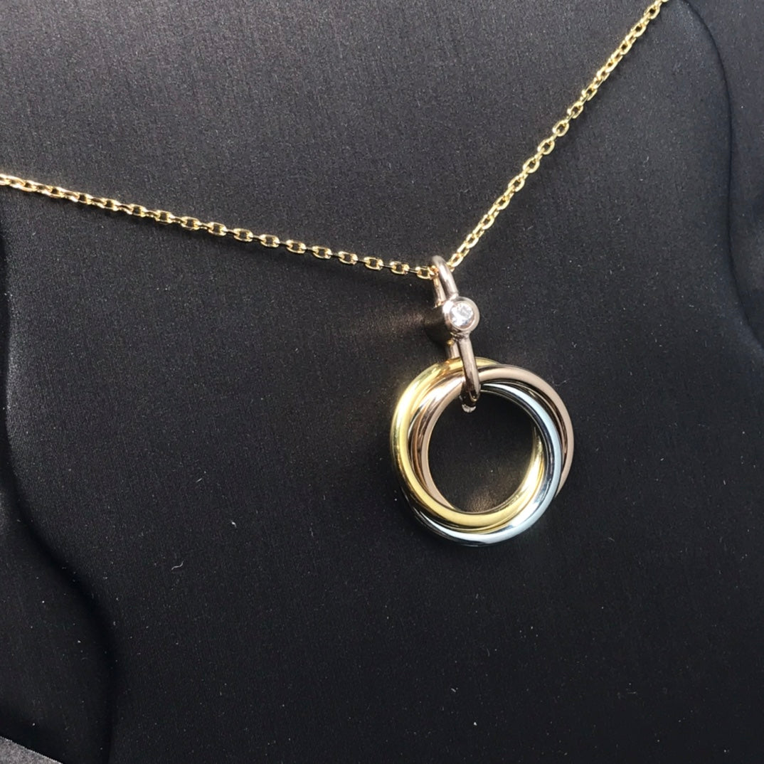 [AuraEcho Jewelry]TRINITY SILVER GOLD PINK GOLD NECKLACE