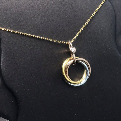 [AuraEcho Jewelry]TRINITY SILVER GOLD PINK GOLD NECKLACE