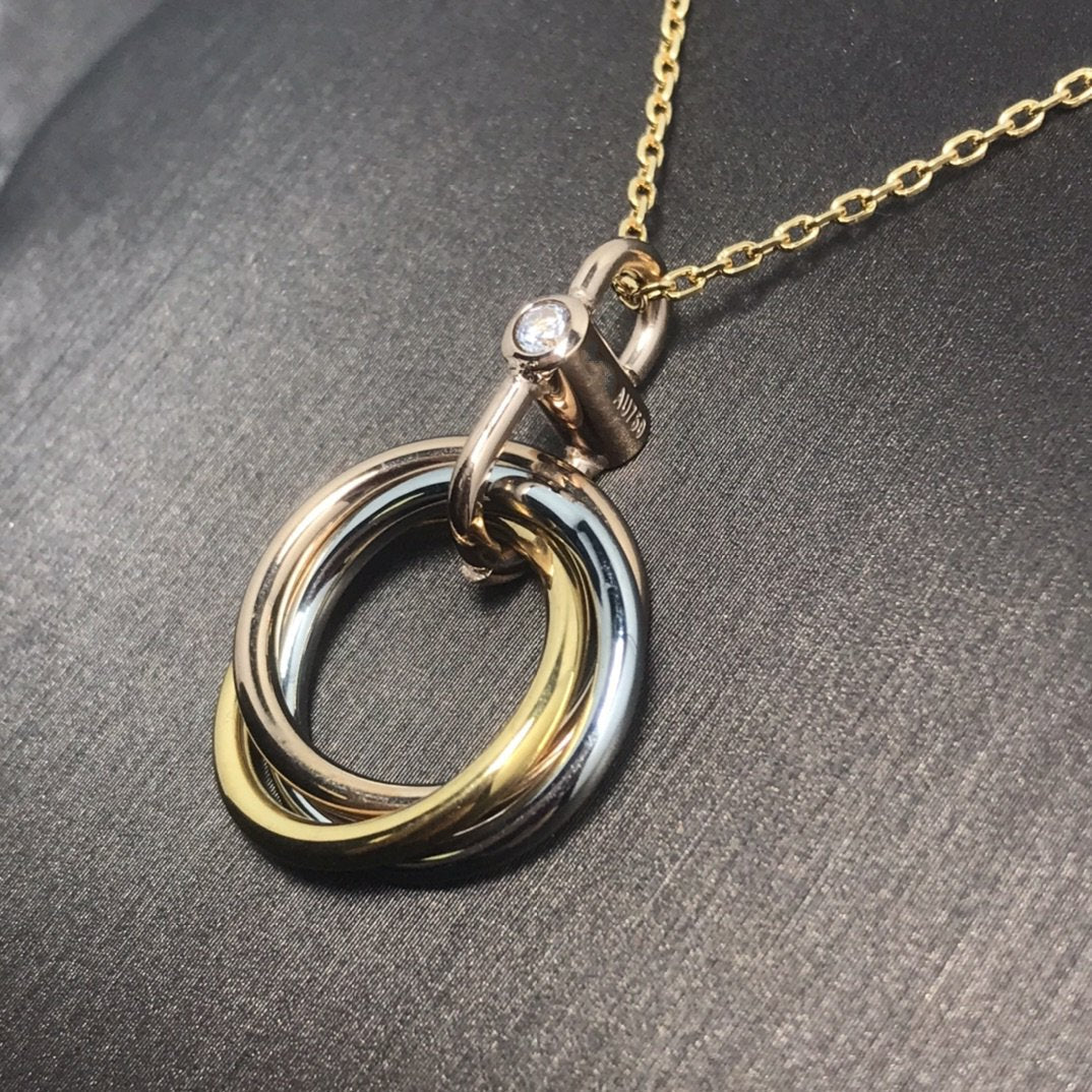 [AuraEcho Jewelry]TRINITY SILVER GOLD PINK GOLD NECKLACE