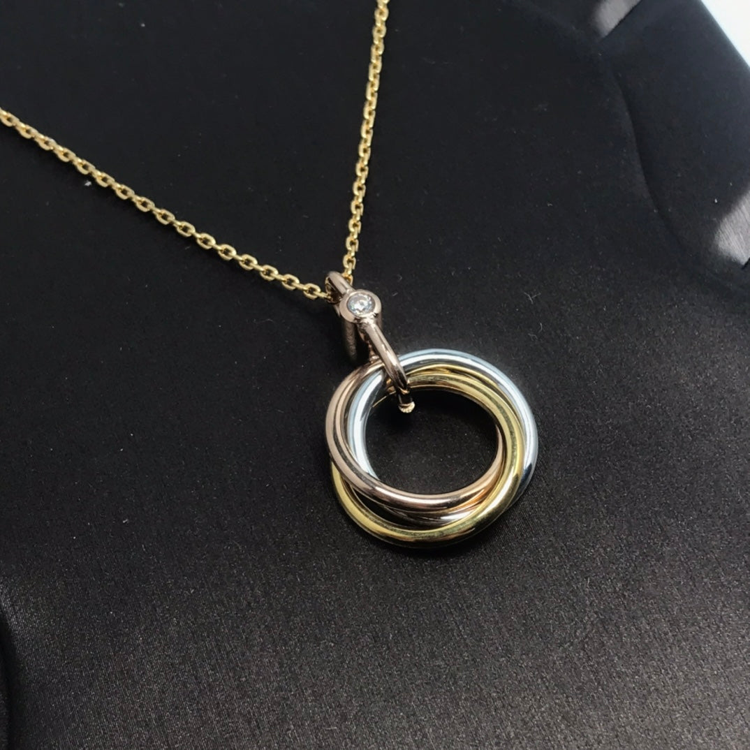 [AuraEcho Jewelry]TRINITY SILVER GOLD PINK GOLD NECKLACE