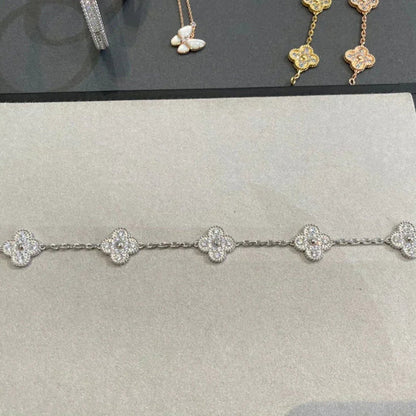 [AuraEcho Jewelry]CLOVER 5 MOTIFS  DIAMOND BRACELET SILVER