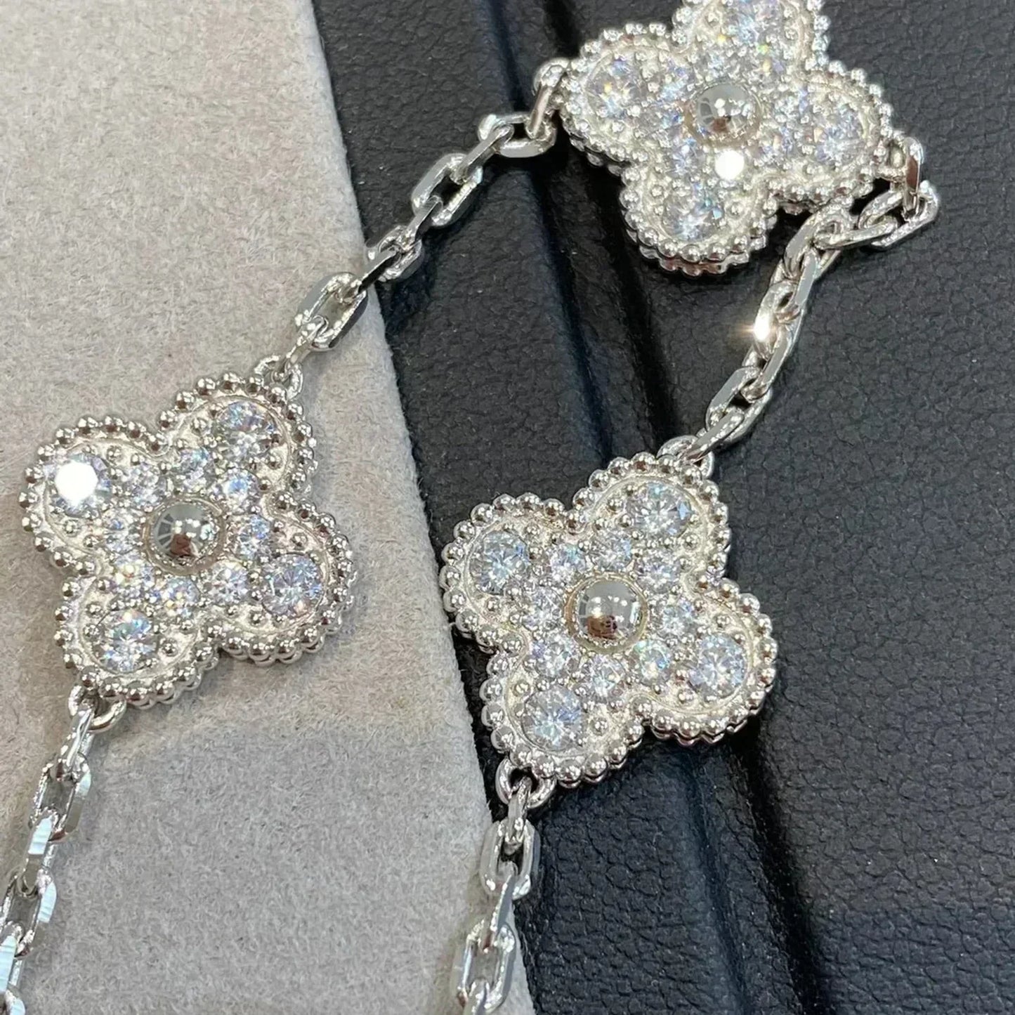 [AuraEcho Jewelry]CLOVER 10 MOTIFS  DIAMOND NECKLACE SILVER