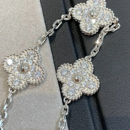 [AuraEcho Jewelry]CLOVER 10 MOTIFS  DIAMOND NECKLACE SILVER