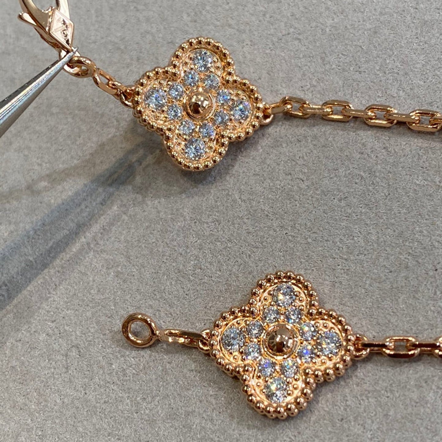 [AuraEcho Jewelry]CLOVER 5 MOTIFS  FULL DIAMOND BRACELET