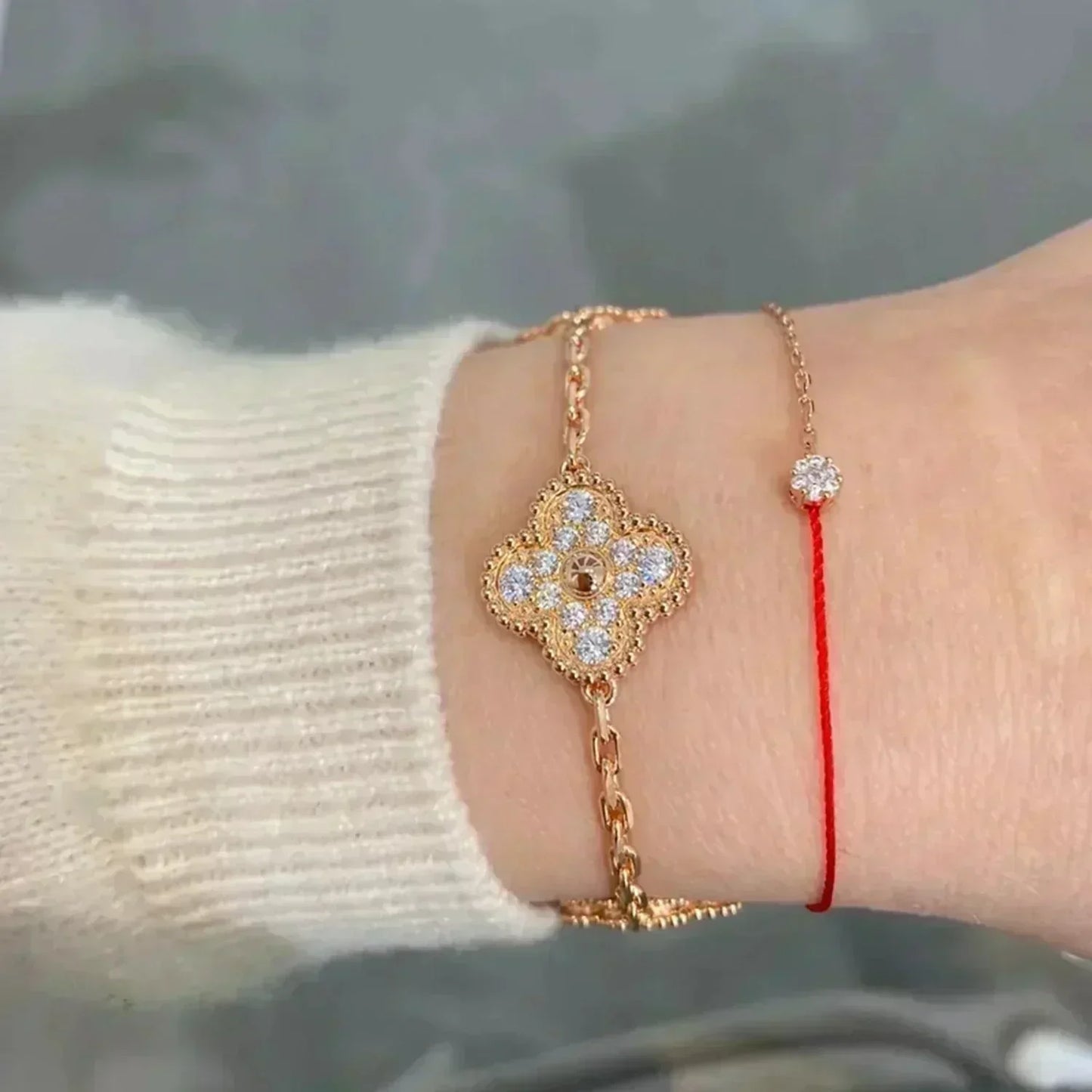 [AuraEcho Jewelry]CLOVER 5 MOTIFS  FULL DIAMOND BRACELET