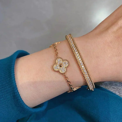 [AuraEcho Jewelry]CLOVER 5 MOTIFS  FULL DIAMOND BRACELET