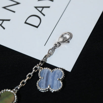 [AuraEcho Jewelry]CLOVER BRACELET 5 MOTIFS MOP CHALCEDONY SILVER