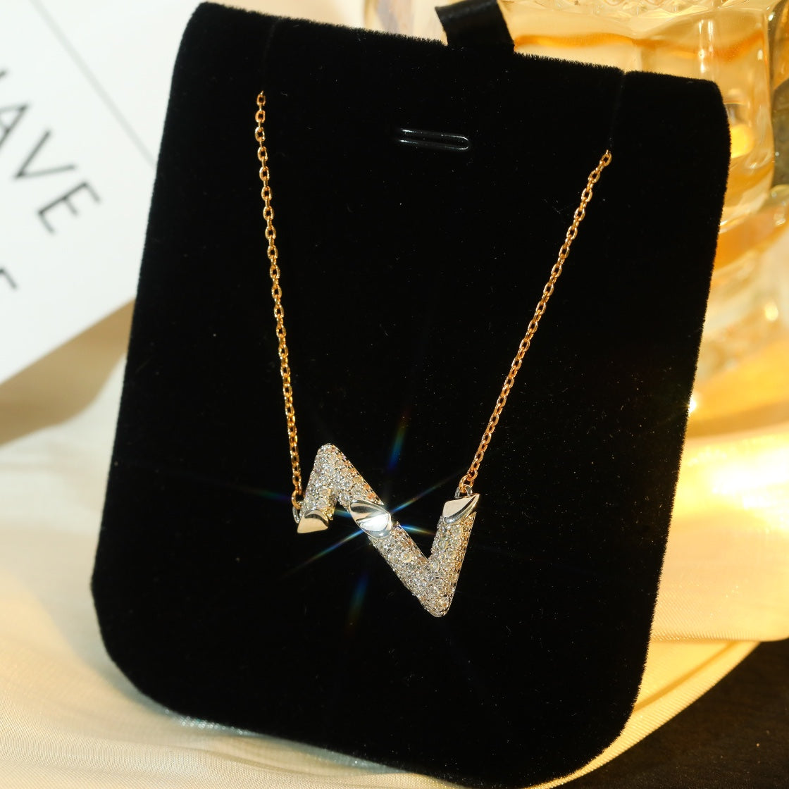[AuraEcho Jewelry]VOLT SILVER DIAMOND PEDANT NECKLACE