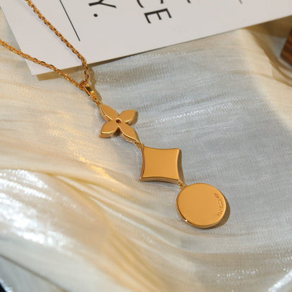 [AuraEcho Jewelry]STAR AND SUN DIAMOND PINK GOLD NECKLACE